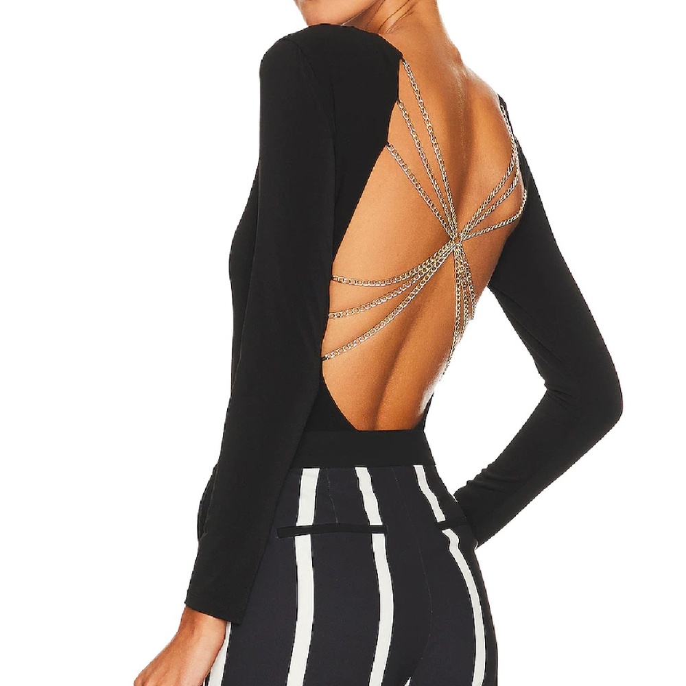 Alice and Olivia Marcella Gold Link Body Suit